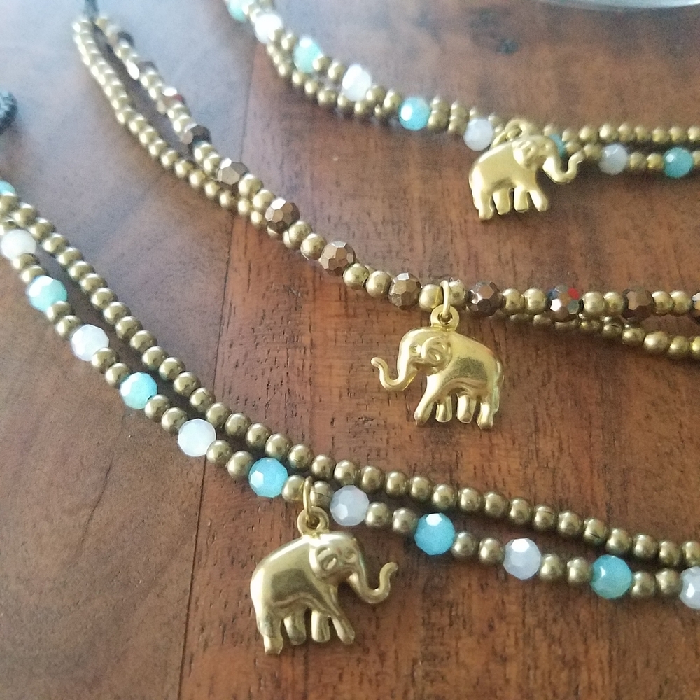 🐘2/20 NEW Gold Elephant Charm Bracelet Thailand